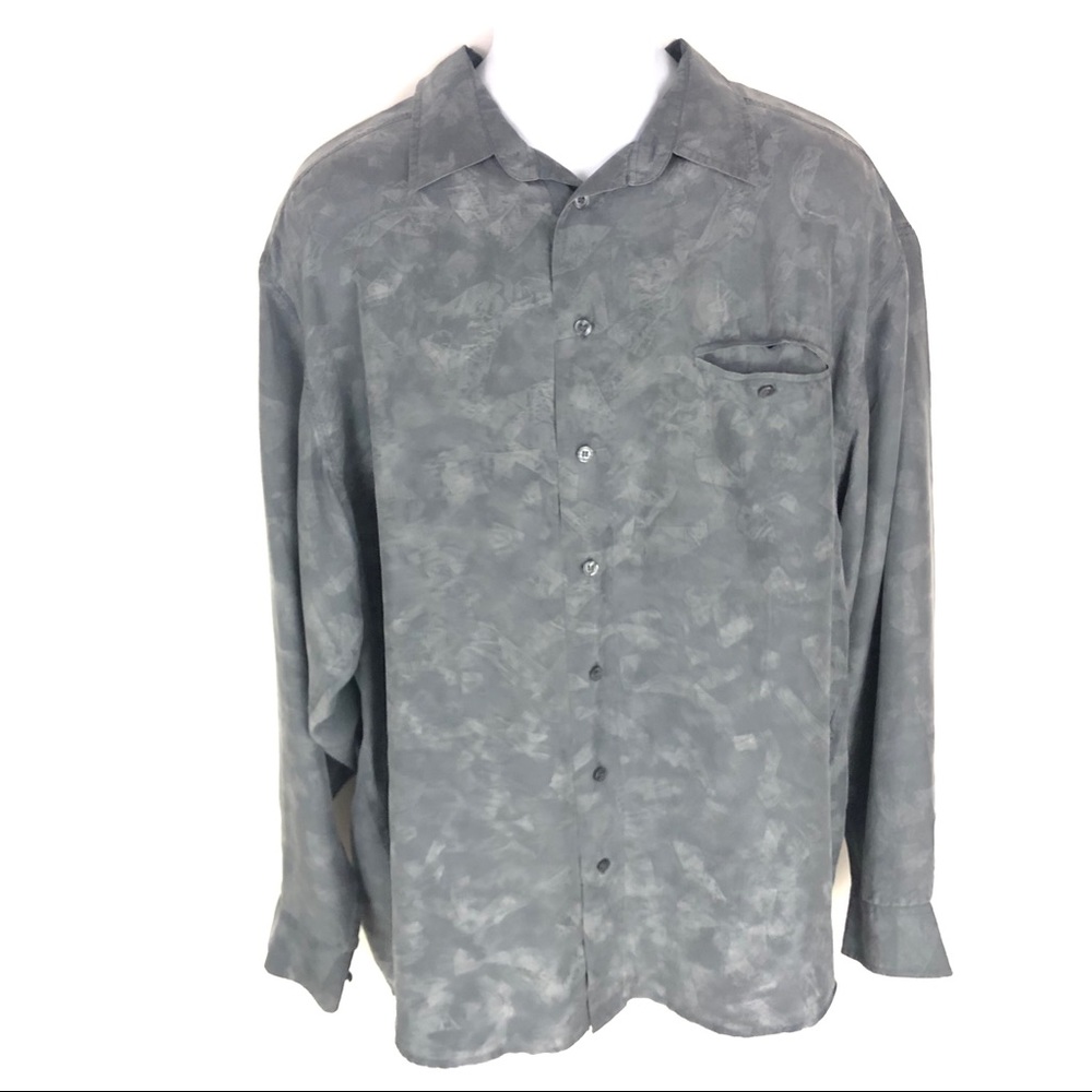 Signe Incognito Men’s Gray 100% Silk Shirt XL